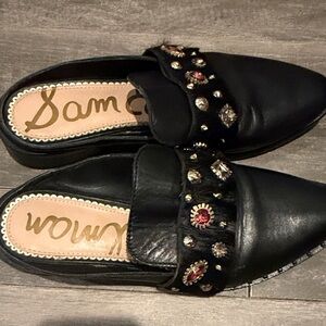 Sam Edelman Black Embellished Mules